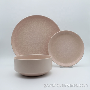 12pc Sand Color Glazed Dinner Set